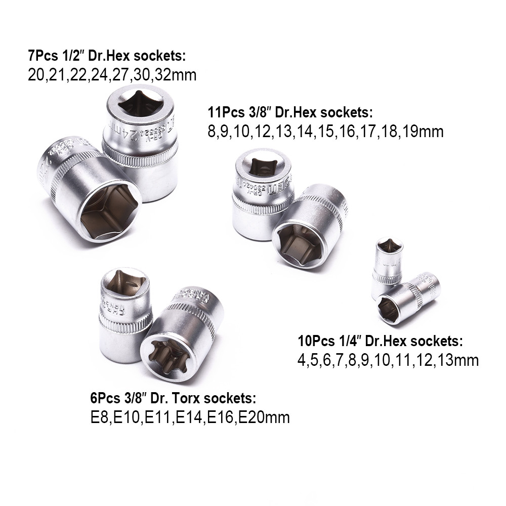 HDT-510822, Harden 132Pcs Multi Drive Socket Bit Hex & Hand Tool Kit