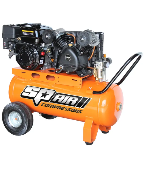 FEATURES
V-Twin Pump with alloy heads
Detachable handle
Full brass non-return valve
Copper delivery pipe
200mm (8”) solid rubber wheels
Certified safety valve
Large oil level sight glass
Soft start valve
Cast iron cylinder

SPECIFICATIONS
Engine Size: 6.5hp Torini OHV 4 Stroke Engine
Pump Drive: Belt Drive
Tank Size: 60L
Free Air Delivery (FAD): 356 L/min
Max Operating Pressure: 150PSI
Unit Weight: 80Kg
Unit Dimensions: 1005(L) x 490(W) x 790(H)mm

Accessories Included: 
Filter/Regulator 
One-touch (Nitto style) connector
