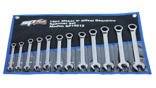 SP Tools 12pce Metric Geardrive Spanner Set now with 72 teeth!
Set Includes: 8, 9, 10, 11, 12, 13, 14, 15, 16, 17, 18 & 19mm
Chrome Vanadium Steel (Cr-V) for high strength & durability
Meets & exceeds international ANSI & DIN standard
Lifetime warranty