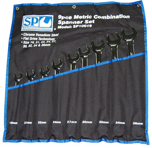 SP TOOLS 9PC METRIC JUMBO COMBO SPANNER SET