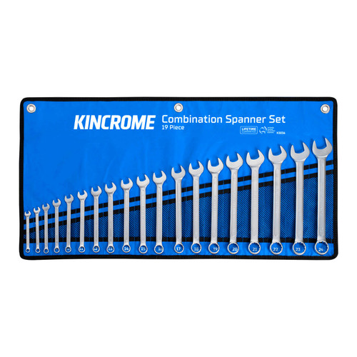 Features
 Manufactured from hardened & tempered Chrome Vanadium Steel (Cr-V), chrome plated and polished with a light satin finish for corrosion protection
 Design and length provide the perfect combination of comfort, access and performance
 Thinner head for hard to reach fasteners
 Exceeds Australian & International standards for strength & durability
 Ring and jaw offset at 15°
 Comes in a premium storage wallet