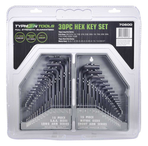 Typhoon 30 Piece Hex Key Set Metric & Imperial