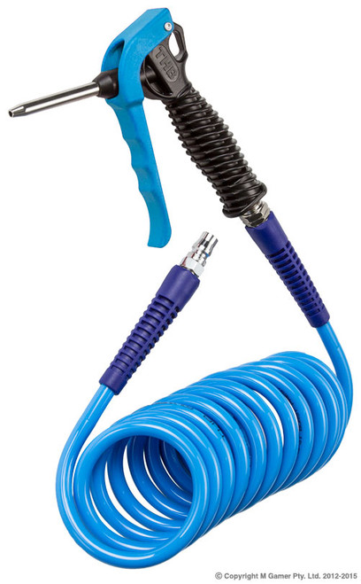 A great combination for mounting on a work bench
The short length integrated air hose is ideally suited for mounting above your bench

Polymer Blow Gun
2m fitted hose
Polymer body duster, steel nozzle
1/4" steel insert air inlet