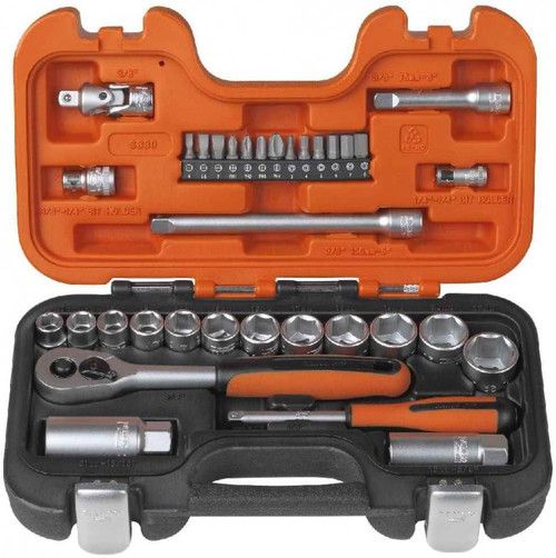 BAS330 Bahco 34 Pce 3/8" & 1/4" Metric Socket Set