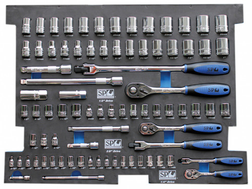 SP Tools 81pc Metric/SAE Sockets & Accessories In Foam Tray