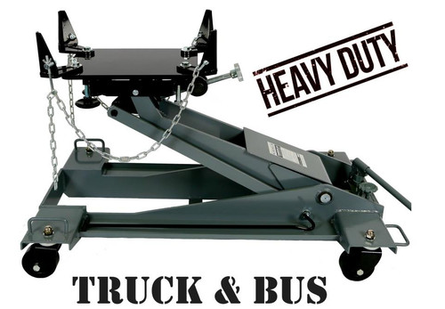 Features
Hydraulic system is protected from overload damage
Safety load-restraint for raising and lowering safety
Rugged steel wheels and full swivel ball bearing castors
User-friendly 360° rotating pumping handle for maximum multi-directional operation
The adjustable cradle can be tilted forward, backward and side to side for optimum alignment of transmission bolt patterns and pins

Specifications
Nett Weight: 130kg
Gross Weight: 140kg
Handle Length: 850mm
Carton: 1220 x 720 x 300
Minimum Height: 210mm
Maximum Height: 900mm
2 Way Tilt: 30° Fore - 30° Aft 
Safe Working Capacity: 2,000kg
Swivel Castor Wheel Dia: 100mm
Chassis Dimensions: 1160 x 685mm
Minimum Cradle Dimension: 385 x 470mm
Maximum Cradle Dimension: 570 x 470mm