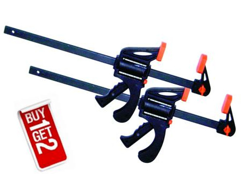 Take advantage of our this super priced 300mm TWIN pack. You get each of the following for one hot clearance price!

Features: 
Hardened steel bar
Nylon fibre filled jaws, 
Strong & light weight
Converts easily to a spreader
300mm jaw opening for clamping.