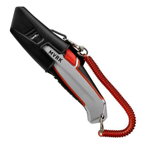 Features:
Professional quality.
Sturdy holster with belt clip.
Quick change blade mechanism.
Detachable spring cord lanyard.
Compatible with all standard trapezoidal knife blades
In-handle blade magazine contains 3 spare premium SK5 blades.

Specs:
Part No.1010-ARHK
Colour	Silver
Blade Shape Trapezoidal
Blade Type	Premium SK5
No. Blades Included4
Extras	Holster and Lanyard