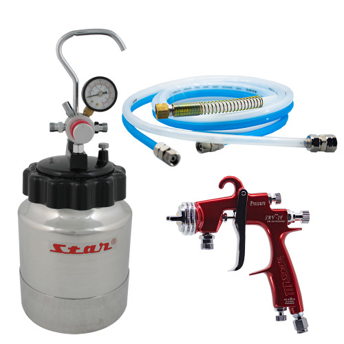 Star 2L Pressure Gun Pot Spray Kit 1.5mm Tip 2M Twin Hose