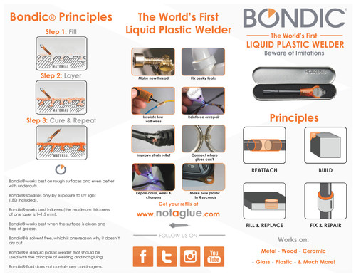  Bondic® Liquid Plastic Welder LED UV Light Activated Inc 2 Adhesive Packs