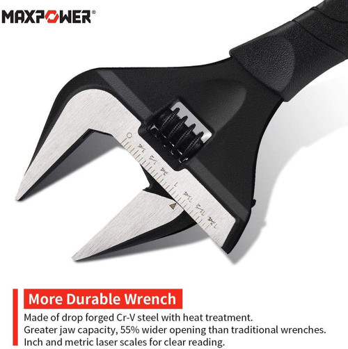 MaxPower 12" (300mm) Extra Wide Thin Jaw Adjustable Wrench