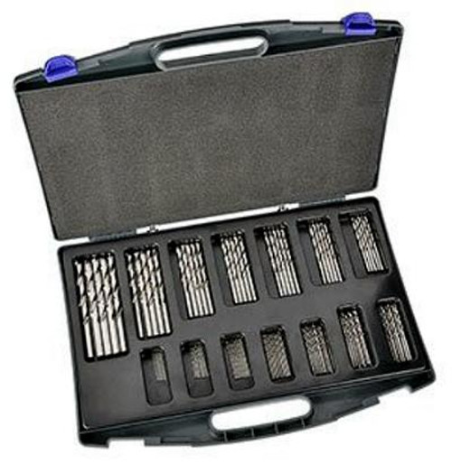 Features
135º split point, bright finish, high speed steel jobber drills.
These tools are suitable for general purpose use, particularly for non-ferrous applications.
105 Piece HSS Bright Finish Drill Assortment in "Tradesman Tough" Injection Moulded Plastic Case
Set Contents    
1.0 to 4.0 x 0.5mm rises - 10 of each
4.5 to 6.5 x 0.5mm rises - 5 of each
8.0 and 10.0mm - 5 of each