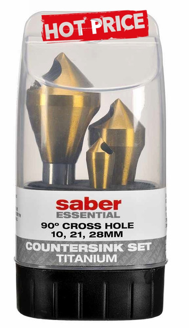 Saber TiN Coat Cross Hole Round Shank 90° Countersink Set