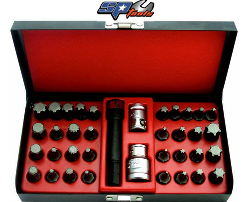 Red hot price be very quick guys. Limited stock! 
SET INCLUDES:
1/4"Dr 30mm(L) Bits
6 x Hexagon - 4, 5, 6, 8, 10 & 12mm
6 x Spline - M4, M5, M6, M8, M10 & M12
12 x Torx - T10, T15, T20, T27, T30, T40, T45, T50, T55, T60 & T70
10 x Ribe Bits - M4, M5, M6, M7, M8, M9, M10, M12, M13 & M14
Adapters & Holders:
1 x 100mm Extension Bit Holder
1 x 3/8” Dr Bit Adaptor
1 x 1/2” Dr Bit Adaptor
Diverse range of bit types
Bit set neatly organised in sturdy metal case
Hardened and tempered with a shot blast finish
Spring loaded ball bearings hold bits firmly in-place
Chrome Vanadium Steel (Cr-V) for maximum strength and durability
Lifetime warranty