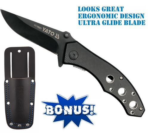 Yato Ultraglide Sport Folding Knife + Kincrome Leather Holster