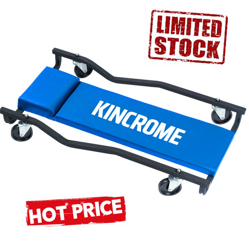 Features
Heavy duty construction
25mm square tubular frame
Vinyl padded base & headrest
Heavy duty 100mm (4") wheels
Powder coated finish

Brand KINCROME
Castor Size	100mm (4")
Warranty 1 Year
Material Steel
Length (mm) 950
Width (mm) 450
Height (mm) 115
Weight (kg)	9.800