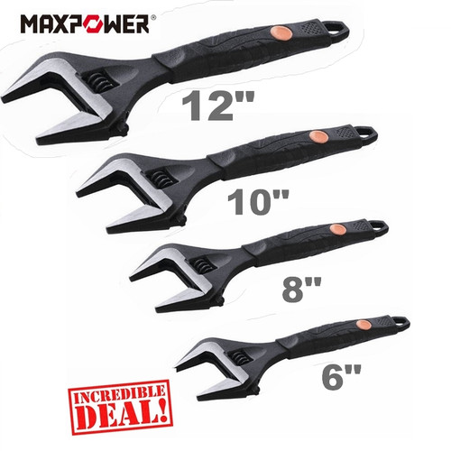 MaxPower X-Wide Thin Jaw Adjustable Wrench 4 Pack