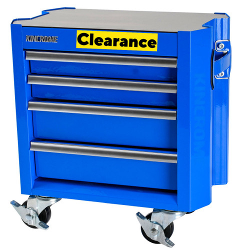 Kincrome CONTOUR® Mini Desktop Tool Trolley 4 Drawer 250mm (10")

The CONTOUR® range of Carts, Chests, Hutches, Trolleys & Tool Kits is our premium level range, developed for those looking for trade quality tools and features.
CONTOUR® comes loaded with premium features for apprentices and professionals, combined with modern styling, offering you the very best that KINCROME has to offer. 
Designed in Australia by KINCROME, the CONTOUR® range features a sleek contoured design, available in either black or blue with a UV protected powder coated finish. 
CONTOUR® storage comes standard with a range of premium features, including; the chamfered screen printed Kincrome side panels, ’Automatic Drawer Retention System (ADRS)’ locking system, heavy duty steel side handles, side folding work trays (including magnetic power boards), stainless steel worktops & heavy duty swivel castors for easy manoeuvrability. 
CONTOUR® offers a complete range of carts, chests, hutches, trolleys & kits to suit every need, from; 10” mini, 29” standard, 42” extra wide & 60” super wide.
CONTOUR® is fully modular & customisable, offering the flexibility to build your own premium workshop, the way you want.

Features
 Dual Steel Side Handles
 Aluminium Drawer Grips
 4 x Swivel Castors (2 x Lockable)
 Magnetic Drawer Retention
 Stainless Steel Work Surface
 Chamfered Screen Printed Kincrome Side Panels
 EVA Foam Drawer Liners
 UV Stabilised Powder Coating
 3 Year Warranty

Castor Type	Swivel Castors (2x Locking)
Drawer Measurements	168 x 132 x 41mm (Trolley - Large)
168 x 132 x 22mm (Trolley - Small)
Finish	UV Stabilised Powder Coat
Measurements	251 x 151 x 206mm (without castors)
251 x 151 x 256mm
Number Of Drawer Liners	4
Number Of Drawers	4
Range	CONTOUR
Suits	CONTOUR® 10" Mini Tool Chest
Work Surface Stainless Steel
Colour	Blue
Material Heavy Gauge Steel
Size 10"
Length (mm) 251
Width (mm) 151
Height (mm) 256
Weight (kg)	3