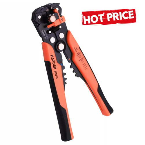 200mm (8”) Automatic wire stripper with crimper features
Strips and cuts cable or wire 24-10 AWG (0.2 to 6.0mm)
Provides effortless cable stripping, wire cutting & crimping
Adjustable stopper for quickly setting the length of stripping wire
Spring-loaded return for quick repetitive use
Ergonomic comfort-grip handle
Insulated: AWG: 10-22 (0.5-6mm²)
Non Insulated: AWG: 12-10, 16-14, 22-18 (4-6, 1.5-2.5, 0.5-1mm²)