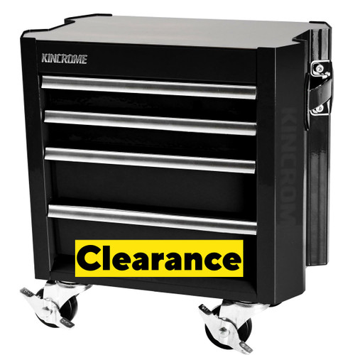 Kincrome CONTOUR® Mini Desktop Tool Trolley 4 Drawer 250mm (10")

The CONTOUR® range of Carts, Chests, Hutches, Trolleys & Tool Kits is our premium level range, developed for those looking for trade quality tools and features.
CONTOUR® comes loaded with premium features for apprentices and professionals, combined with modern styling, offering you the very best that KINCROME has to offer. 
Designed in Australia by KINCROME, the CONTOUR® range features a sleek contoured design, available in either black or blue with a UV protected powder coated finish. 
CONTOUR® storage comes standard with a range of premium features, including; the chamfered screen printed Kincrome side panels, ’Automatic Drawer Retention System (ADRS)’ locking system, heavy duty steel side handles, side folding work trays (including magnetic power boards), stainless steel worktops & heavy duty swivel castors for easy manoeuvrability. 
CONTOUR® offers a complete range of carts, chests, hutches, trolleys & kits to suit every need, from; 10” mini, 29” standard, 42” extra wide & 60” super wide.
CONTOUR® is fully modular & customisable, offering the flexibility to build your own premium workshop, the way you want.

Features
 Dual Steel Side Handles
 Aluminium Drawer Grips
 4 x Swivel Castors (2 x Lockable)
 Magnetic Drawer Retention
 Stainless Steel Work Surface
 Chamfered Screen Printed Kincrome Side Panels
 EVA Foam Drawer Liners
 UV Stabilised Powder Coating
 3 Year Warranty

Castor Type	Swivel Castors (2x Locking)
Drawer Measurements	168 x 132 x 41mm (Trolley - Large)
168 x 132 x 22mm (Trolley - Small)
Finish	UV Stabilised Powder Coat
Measurements	251 x 151 x 206mm (without castors)
251 x 151 x 256mm
Number Of Drawer Liners	4
Number Of Drawers	4
Range	CONTOUR
Suits	CONTOUR® 10" Mini Tool Chest
Work Surface Stainless Steel
Material Heavy Gauge Steel
Size 10"
Length (mm) 251
Width (mm) 151
Height (mm) 256
Weight (kg)	3