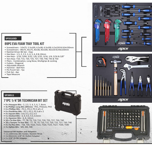 SP Tools 278p AF/MM 69” Apex Series Powerboard Toolkit SP53002GY
