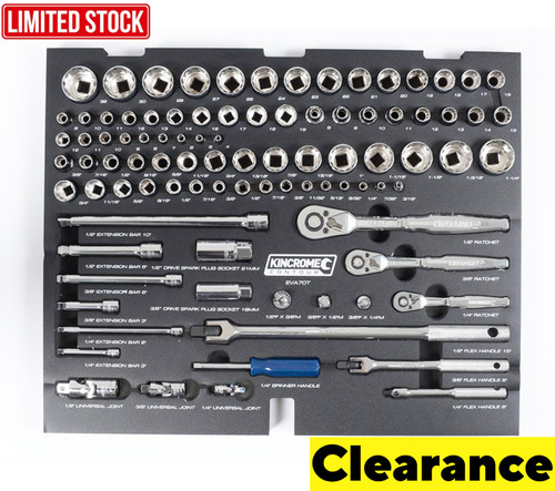 Kincrome 89p Mega Socket & Accessory Kit + Eva Tray CLEARANCE PRICE!