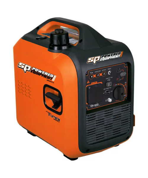 POWERFUL, COMPACT AND WITH A SUPER QUIET OPERATION, THIS SP INVERTER GENERATOR IS IDEAL FOR ELECTRONIC, CAMPING, LEISURE ACTIVITIES & TRADE APPLICATIONS.

FEATURES
Highly reliable Torini 4 stroke engine with  electronic throttle control, adjusts engine  speed based on electrical load thereby keeping noise as low as possible
Starting: Recoil Start
Advanced inverter technology delivers clean   pure sinewave power for computers and other  sensitive electric devices with a THD less than 1.5%.
The panel indicates output, overload and low oil
USB outlet for easy charging of devices
Quick access hatches for easy maintenance
Parallel connection capable
SPECIFICATIONS
Max Watts: 2300w (Starting Power)
Rated Watts: 1800w (Running Power)
Power Outlets: 1 (15amp)
Power: 50Hz/240v
59dB(A)@1/4load, 7m
Tank Capacity: 3.7L
Starting System: Pull
Net Weight: 17kg
Operating Hours: 4.6h at 50% Load
