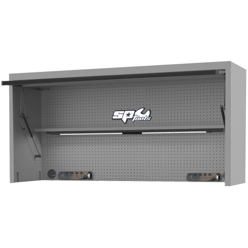 PART NO: SP44830GY
73" USA SUMO SERIES POWER HUTCH WITH SHELF, PEGBOARD, LIGHT & 2x POWERBOARDS
Super-duty, high-quality steel frame construction using 14.5 Gauge steel (1.5mm) for increased durability and strength
Extra height design for increased head clearance of 1855mm (6’1")* with a front drop down security panel that neatly folds away into the top of the hutch. Less chance of taller technicians knocking their heads
Dual gas strut lid stays ensures security panel stays open
Steel pegboard rear wall inside hutch to organise frequently used tools
Full length adjustable shelf
Includes 2x magnetic mount power boards with 4x individually switched power outlets and 4x USB Ports - Ideal for powering power tools and charging cordless tools, laptops mobile devices and more, able to be positioned on any steel part of the hutch or roll cab
2x built-in 600mm LED light strips
2x electric cable access ports on either side
Internal locking system keeps your tools secure with one turn of the key
POWER HUTCH DIMENSIONS: (mm)
1850w x 622d x 864h PART NO: SP44830GY
73" USA SUMO SERIES POWER HUTCH WITH SHELF, PEGBOARD, LIGHT & 2x POWERBOARDS
Super-duty, high-quality steel frame construction using 14.5 Gauge steel (1.5mm) for increased durability and strength
Extra height design for increased head clearance of 1855mm (6’1")* with a front drop down security panel that neatly folds away into the top of the hutch. Less chance of taller technicians knocking their heads
Dual gas strut lid stays ensures security panel stays open
Steel pegboard rear wall inside hutch to organise frequently used tools
Full length adjustable shelf
Includes 2x magnetic mount power boards with 4x individually switched power outlets and 4x USB Ports - Ideal for powering power tools and charging cordless tools, laptops mobile devices and more, able to be positioned on any steel part of the hutch or roll cab
2x built-in 600mm LED light strips
2x electric cable access ports on either side
Internal locking system keeps your tools secure with one turn of the key
POWER HUTCH DIMENSIONS: (mm)
1850w x 622d x 864h