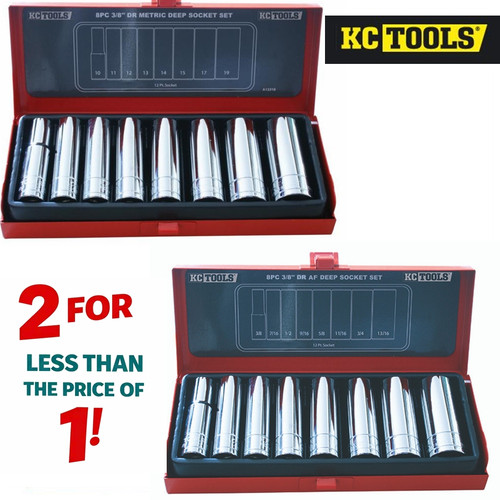 Grab these while we have the stock! You get both sets for less than the list price of one! 

Features
Tough triple chrome, high polish finishes provide for an easy clean-up
Chrome Vanadium Steel (Cr-V) for high durability
Tools housed in a heavy duty steel case with HD tray
Meets & exceeds international ANSI & DIN standard

Sizes:
10, 11, 12, 13, 14, 15, 17, 19mm
3/8, 7/16, 1/2, 9/16, 5/8, 11/16, 3/4 & 13/16