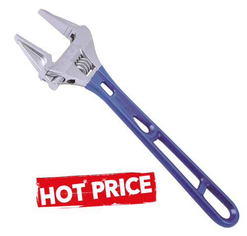• Lightweight Skeletonised handle
• Thin head design to access narrow spaces
• PVC coated handle for comfort and grip
• Anti-slip jaw design prevents fastener rounding
• Extra wide/deep jaw opening for more fastener size options
• Shorter handle on Stubby Range for use in space restrictive work areas

Specs: 
Extra Wide Jaw Yes
Jaw Depth 53mm
Max Jaw Opening 53mm
Product Length 300mm (12")
Warranty Lifetime Guarantee
Material Chrome Vanadium Steel (Cr-V)
Length (mm) 300
Width (mm) 320
Height (mm) 100
Weight (kg) 30