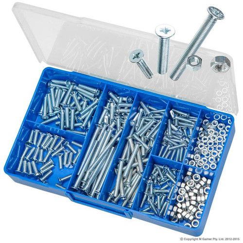 The Torres Countersunk Machine Screws & Nuts Kit (HAK09) is a 300-piece assortment of zinc plated DIN 963 countersunk machine screws and DIN 934 hex nuts. Designed for clean, flush finishing applications, this kit is ideal for machinery assembly, electrical panels, fabrication, workshop builds, and general maintenance work where a smooth surface finish is required.

Key Features
300-piece assortment of countersunk machine screws and hex nuts
Manufactured to DIN 963 (screws) and DIN 934 (nuts) standards
Zinc plated finish for corrosion resistance
Includes slotted and Pozi drive screw types
Designed for flush surface fixing applications
Organised storage case for easy selection and workshop efficiency

Technical Specifications
Product Type: Countersunk Machine Screws & Hex Nut Assortment Kit
Standards: DIN 963 / DIN 934
Finish: Zinc Plated
Total Pieces: 300

Contents:
M4 Hex Nuts – Qty: 50
M4 x 16mm Countersunk Screws – Qty: 30
M4 x 20mm Countersunk Screws – Qty: 30
M4 x 25mm Countersunk Screws – Qty: 20
M5 Hex Nuts – Qty: 45
M5 x 16mm Countersunk Screws – Qty: 30
M5 x 20mm Countersunk Screws – Qty: 20
M5 x 25mm Countersunk Screws – Qty: 35
M5 x 40mm Countersunk Screws – Qty: 20
M5 x 60mm Countersunk Screws – Qty: 20