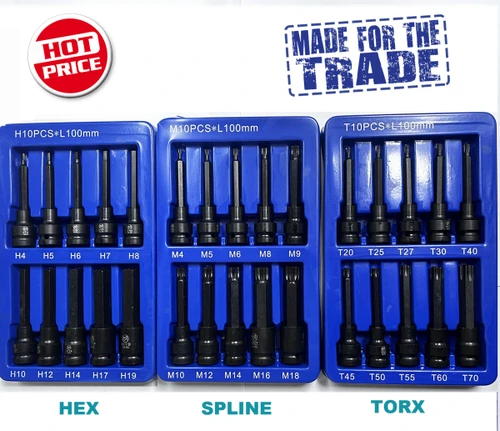 MaxPower 1/2" 100mm Hex Torx Spline Impact Trio Pack
