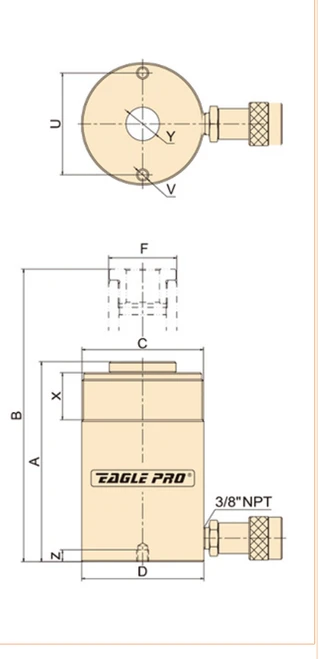 ESH-306 | Eagle Pro 30T Single Acting Ram Hollow Piston 155mm Stroke ESH-306 | Eagle Pro 30T Single Acting Ram Hollow Piston 155mm Stroke
