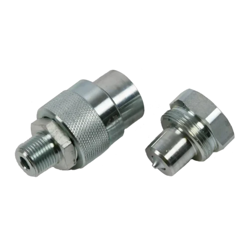 A 3/8″ male/female high flow quick coupler from Eagle Pro Hydraulics, rated to 10,000psi for fast connection of hoses, rams and pumps in heavy-duty hydraulic applications.

High flow quick coupler
Rated to 10,000psi
3/8"-18 NPT thread
Male and female couplers supplied

Description
With nearly 3 decades of manufacturing hydraulic tools for industrial applications, Eagle Pro Hydraulics has become the trusted partners for applications spanning from offshore plant maintenance to mining, infrastructure, commercial & industrial. Eagle Pro hydraulic cylinders meet or exceed ANSI B30.1. This results in reliable & dependable high-quality products you can count on every time.

Features
Spring loaded ram return system, allowing controlled retraction of the ram.
High strength alloy steel body is precision machined to reduce wear and features a baked enamel finish for durability and corrosion protection.
Pumps have an automatic overload system to help prevent damage to cylinders, pumps and accessories.
Easily adapts to hoses, rams, pumps, spreaders, and other accessories using Eagle Pro 3/8" NPT and 1/4" NPT fittings.
Industrial strengthened seals prevent costly leaks.
Hardened alloy steel guide ring eliminates over travel and provides support for off-centre loads without damaging the cylinder walls.
Eagle Pro ram couplers fitted with dust covers minimising fluid contamination.
Specifications
Maximum Pressure	10,000psi
Coupler Type	High Flow
Thread IN	3/8"-18NPT
Female Coupler	EAB-201A
Male Coupler	EAB-201B