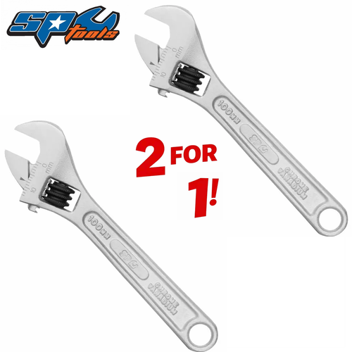 SP Tools 100mm Premium Adjustable Wrench 2 For 1 Deal. 