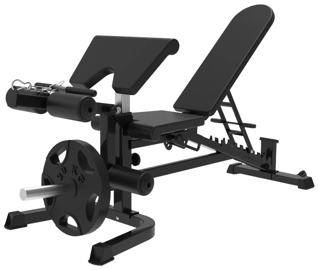 French Fitness Multi Functional Bench w/Preacher Curl + Leg Ext
