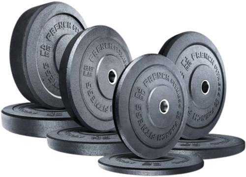 French Fitness Olympic Bumper Plate Set 190 lbs - Crumb Rubber
