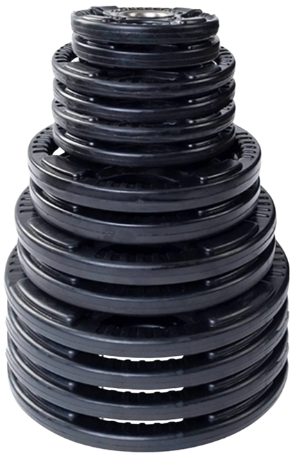 French Fitness Rubber Grip Olympic Weight Plate Set 350 lbs