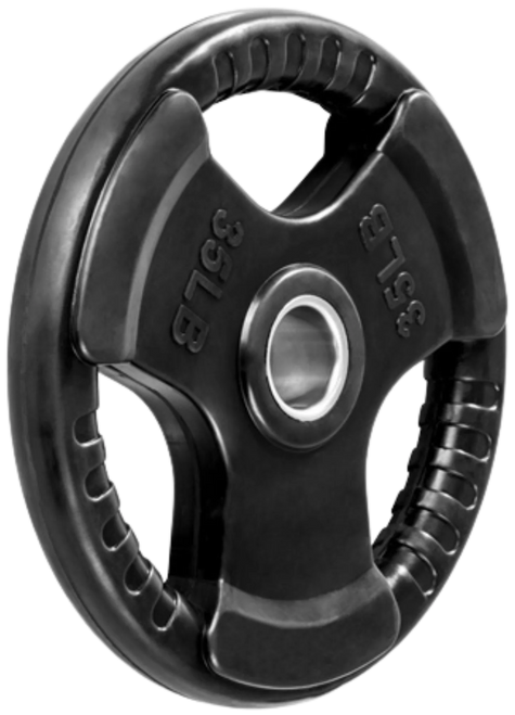 French Fitness Rubber Grip Olympic Plate 35 lbs Black