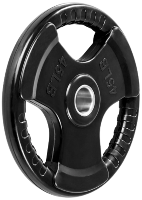 French Fitness Rubber Grip Olympic Plate 45 lbs Black