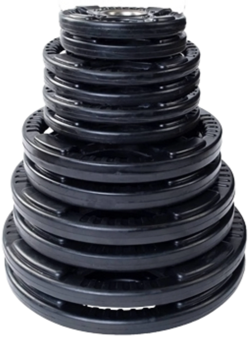 French Fitness Rubber Grip Olympic Weight Plate Set 260 lbs