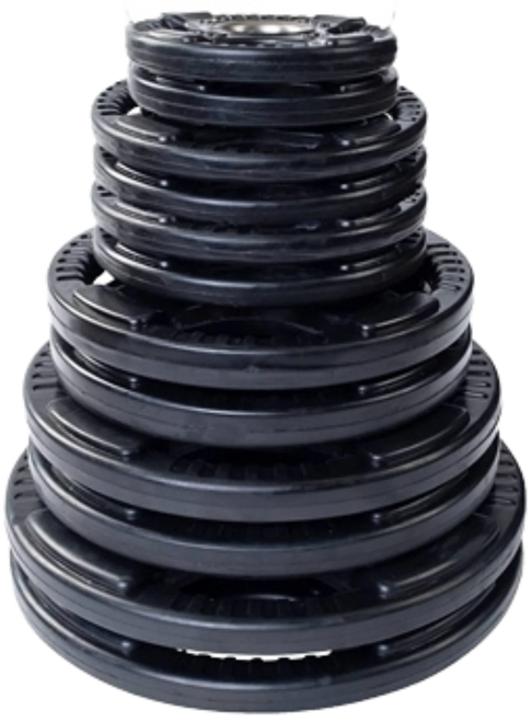 French Fitness Rubber Grip Olympic Weight Plate Set 260 lbs