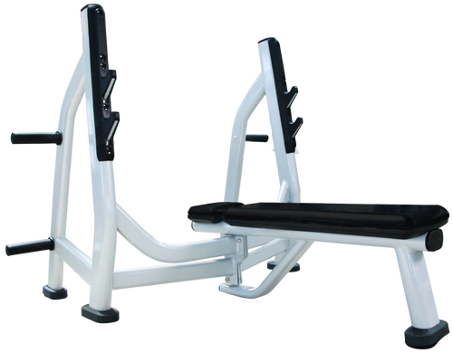 French Fitness FFS Silver Olympic Flat Bench w/Weight Horns