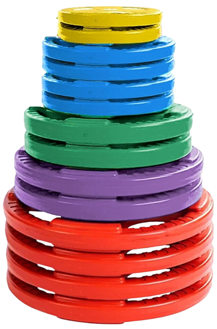 French Fitness Colored Rubber Grip Olympic Plate Set 350 lbs