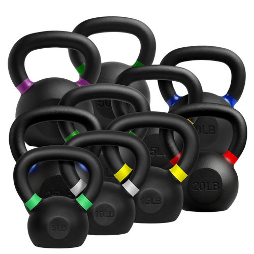 French Fitness Cast Iron Kettlebell Set 5-50 lbs