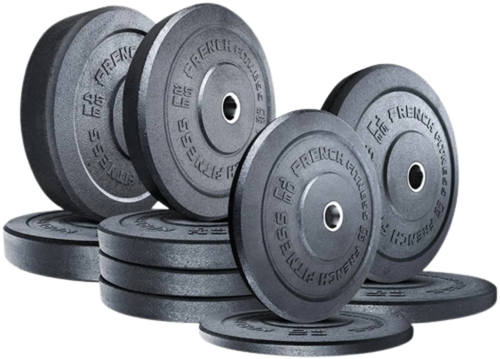 French Fitness Olympic Bumper Plate Set 240 lbs - Crumb Rubber