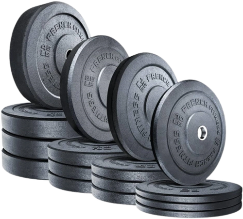 French Fitness Olympic Bumper Plate Set 380 lbs - Crumb Rubber