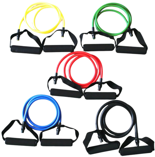 French Fitness Resistance Band Set of 5 w/Handles