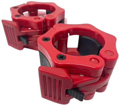 French Fitness Red ABS Olympic Jaw Lock Collars / Clamps (Pair)