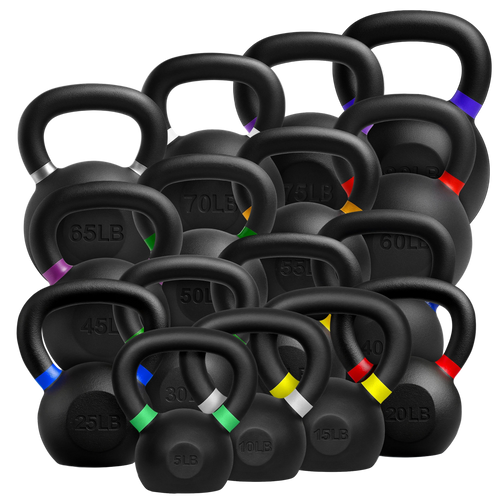 French Fitness Cast Iron Kettlebell Set 5-80 lbs